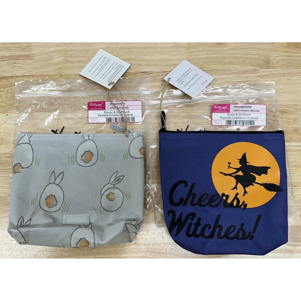 Thirty-One Lot Snack & Go Pouch Halloween Cheers Witches And Bunny Tails Easter